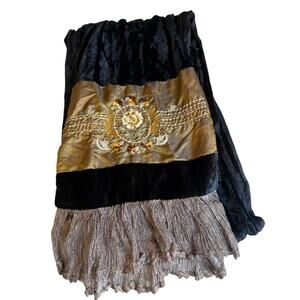 Christian Livingston Velvet and Silk Embroidered Scarf Black Bronze